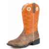 Roper Kid's Orange And Brown Criss Cross Square Toe Boot (Size 9-13) -Shoe Promotion Store 0901812242202