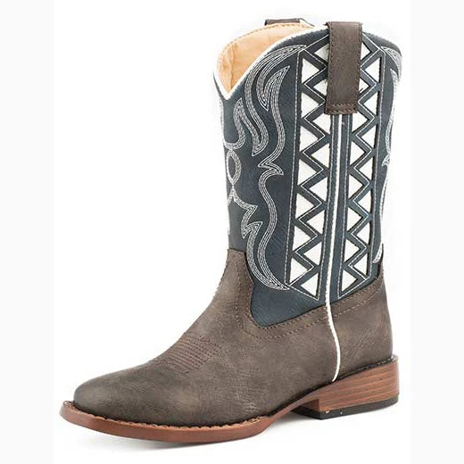 Karman Roper Kid's Navy And White Square Toe Boot 3 Karman Roper Kid's Navy And White Square Toe Boot