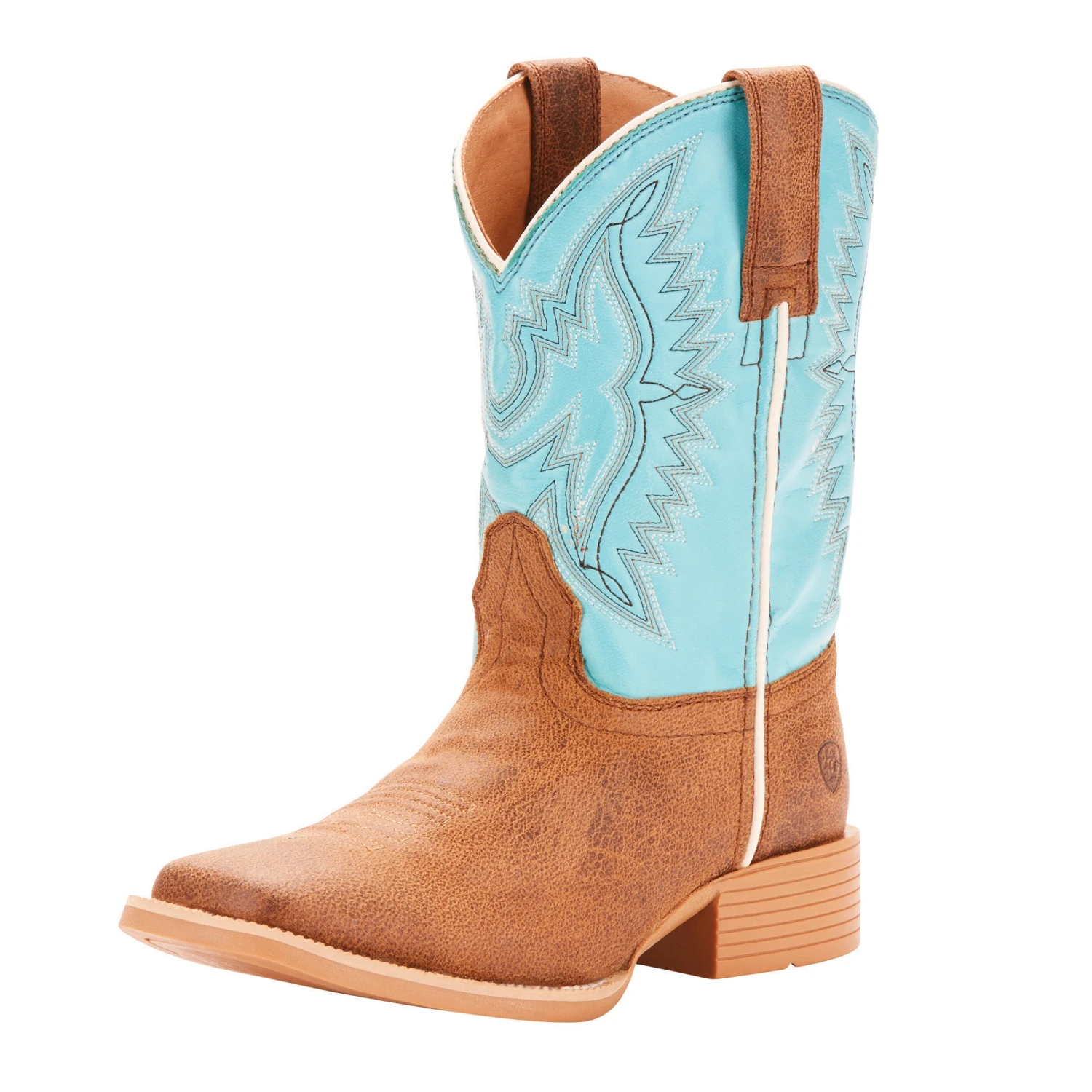Ariat Kid's Tan And Blue Bristo Square Toe Boot 3 Ariat Kid's Tan And Blue Bristo Square Toe Boot