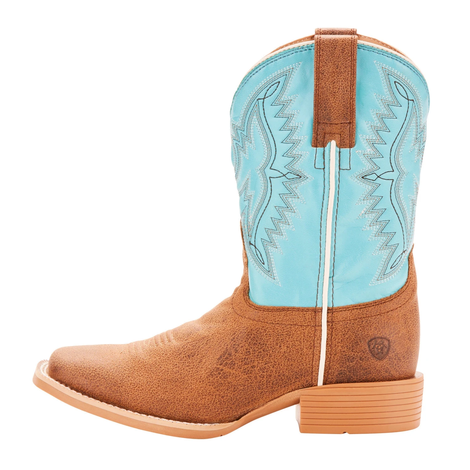 Ariat Kid's Tan And Blue Bristo Square Toe Boot 5 Ariat Kid's Tan And Blue Bristo Square Toe Boot - Image 3