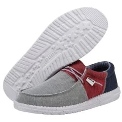 Heydude Hey Dude Men's Wally Sox Tri Fans- Red White Blue -Shoe Promotion Store 112560233 WALLY SOX TRI FANS RED WHITE BLUE LEFT 3 32769