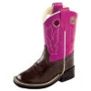 Toddler Chocolate Hot Pink Square Toe Boots -Shoe Promotion Store 1127e79a022c600c73774e