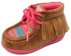 Pink Kimberly Serape Moccasin With Fringe