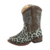Roper Toddler Leopard Turquoise Glitter Square Toe Boots