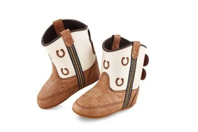 Infant Tan And Cream Horse Shoe Print Boots 3 Infant Tan And Cream Horse Shoe Print Boots