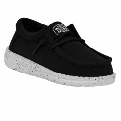 Heydude Hey Dude Wally Toddler Slub Canvas Black -Shoe Promotion Store 40029 001 WALLYTODDLERSLUBCANVAS BLACK RIGHTANGLE
