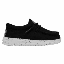 Heydude Hey Dude Wally Toddler Slub Canvas Black -Shoe Promotion Store 40029 001 WALLYTODDLERSLUBCANVAS BLACK RIGHTSIDE