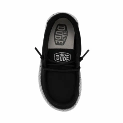 Heydude Hey Dude Wally Toddler Slub Canvas Black -Shoe Promotion Store 40029 001 WALLYTODDLERSLUBCANVAS BLACK RIGHTTOP