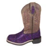 Purple Glitter And Brown Square Toe Boots -Shoe Promotion Store 4637903092
