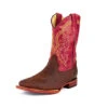 Ferrini Kid's Chocolate And Red Dallas Boots -Shoe Promotion Store 71093 22 Cowhide Chcolate Red S Toe ThreeFourths