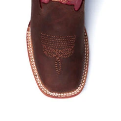 Ferrini Kid's Chocolate And Red Dallas Boots -Shoe Promotion Store 71093 22 Cowhide Chcolate Red S Toe Toe
