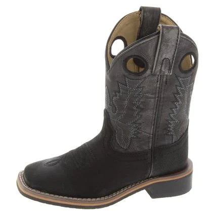Kid's Black Distressed Black Square Toe Boots 3 Kid's Black Distressed Black Square Toe Boots