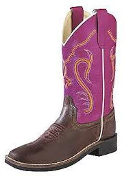 Children's Chocolate And Hot Pink Orange Swirl Boots
