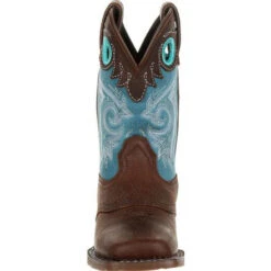 Durango Kid's Lil' Mustang Saddle Brown And Teal SQ Toe Boot -Shoe Promotion Store DBT0206C 3 LARGE 4dfde830 1cc3 4bb3 b98d fca3d60fe832