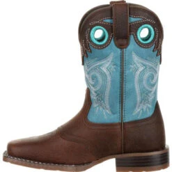 Durango Kid's Lil' Mustang Saddle Brown And Teal SQ Toe Boot -Shoe Promotion Store DBT0206C 5 LARGE 8fc856e3 2e94 4507 96db 56e471d57ba3