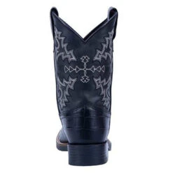 Dan Post Kid's Black Gator Print Boots -Shoe Promotion Store Dan Post Western Boots Boys Al E Gator Square Toe 8 Shaft