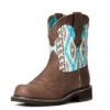 Ariat Brown And Turquoise Aztec Fatbaby 1 Ariat Brown And Turquoise Aztec Fatbaby -Shoe Promotion Store F20 WMS WEST 10034039 3 4 front 85017.1614636560