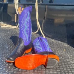 Fenoglio Black & Purple Smooth Ostrich Boots -Shoe Promotion Store IMG 5368