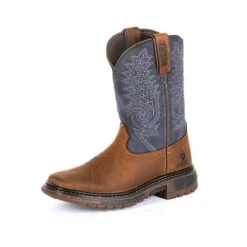 Rocky Boots Rocky Little Kid's Brown And Blue Square Toe Boot