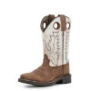 Kid's Distressed Brown And Antique White Boots -Shoe Promotion Store SM3108Y 1