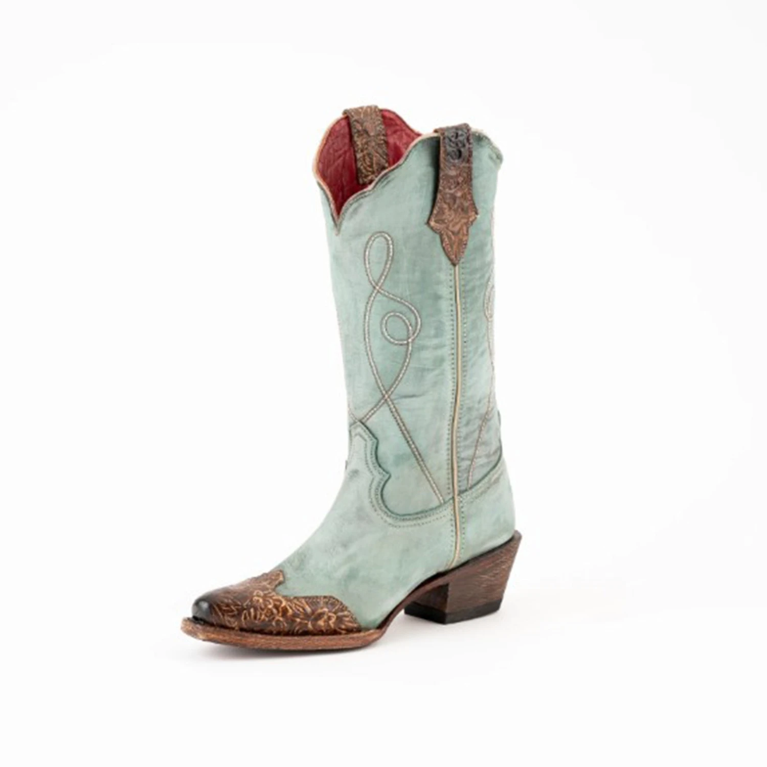 Dusty Blue Tooled Tip Western Ferrini Madison Boots 3 Dusty Blue Tooled Tip Western Ferrini Madison Boots