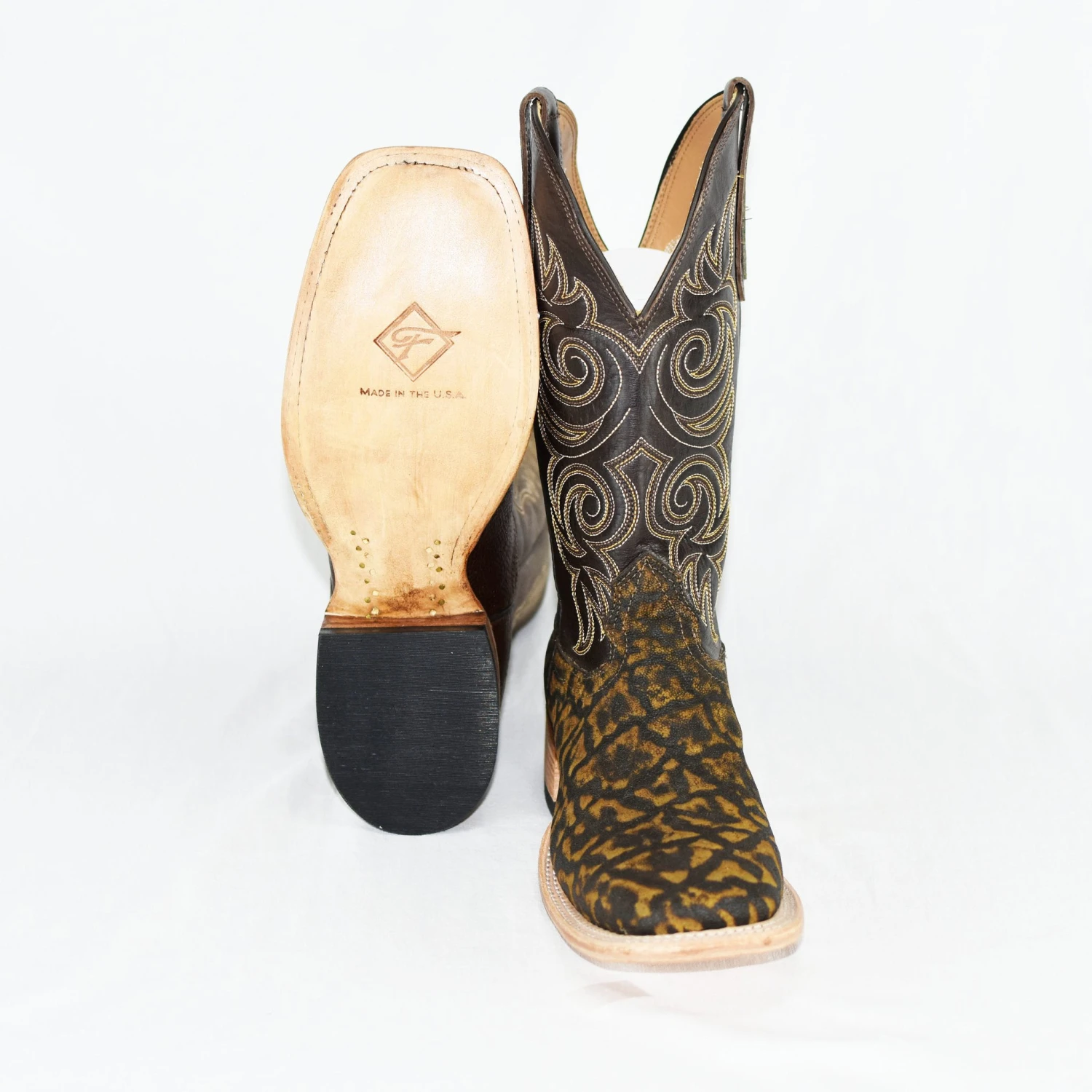 Fenoglio Men's Tan Safari Elephant Square Toe Boot 4 Fenoglio Men's Tan Safari Elephant Square Toe Boot - Image 2