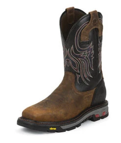 Justin Men's Brown And Black Tanker Steel Toe Boot