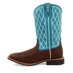 Twisted X Kids Distressed Saddle And Teal Square Toe Boots -Shoe Promotion Store YTH0015 02