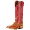 Ariat Women's Tan Caiman And Blush Square Toe Boots -Shoe Promotion Store ariat women s vaquera caiman 13 inch western boot 10018549 27