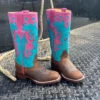 Macie Bean Pink & Turquoise Mad Dog Tall Boots -Shoe Promotion Store mk8