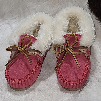 Minnetonka Pink Suede "Charley" Children's Slippers 7 Minnetonka Pink Suede "Charley" Children's Slippers - Image 5