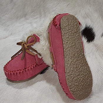 Minnetonka Pink Suede "Charley" Children's Slippers 6 Minnetonka Pink Suede "Charley" Children's Slippers - Image 4