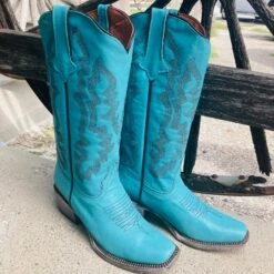 Tanner Mark Women's "Addy" Turquoise Square Toe Boot -Shoe Promotion Store tml205128