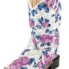 Toddler White And Lilac Floral Square Toe Boots -Shoe Promotion Store vb1051